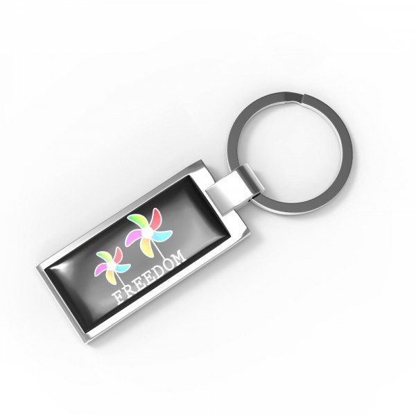 Key Ring Verso Rectangular Silber mit 4C Doming
