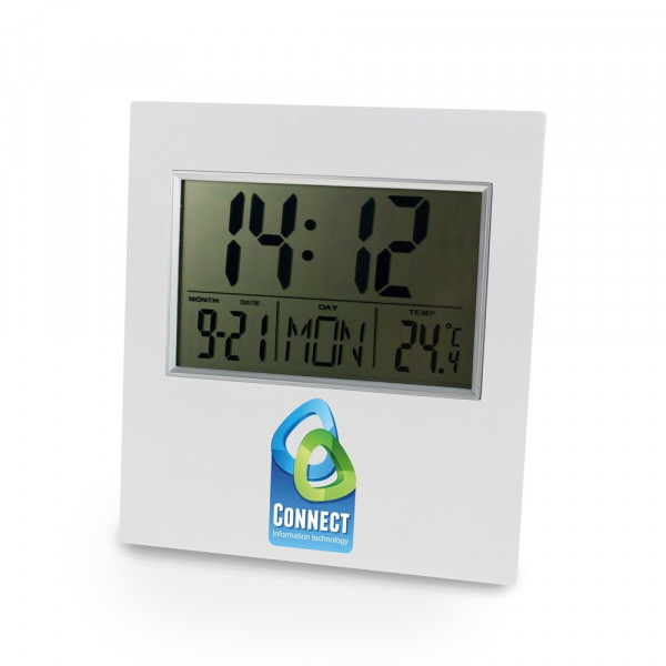 Digital Clock Weiss mit Vollfarbdruck