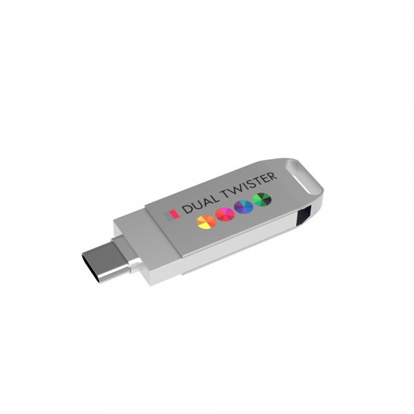 USB Stick Dual Twister 3.0 32 GB Premium Silber mit Vollfarbdruck