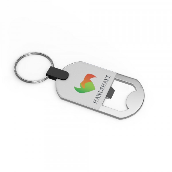 Key Ring Bottle Opener Silber mit 4C Doming