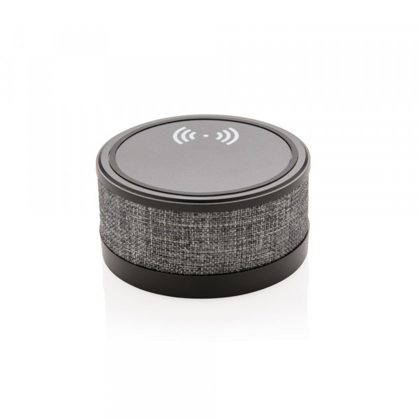 Wireless-Charger mit Lautsprecher im trendigen Stoffbezug