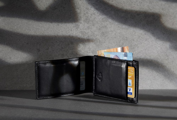 RFID Leder-Etui für Kreditkarten und Ausweise mit Münzfach